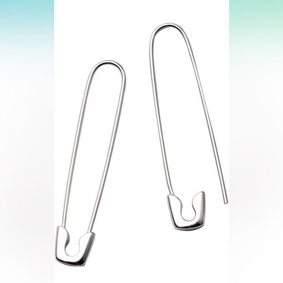 🧷✨NWT✨ 🧷925 Silver Safety Pin Earrings-Large - Picture 2 of 5